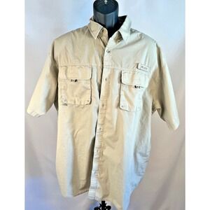 Mens Columbia Sportswear Performance Fishing Gear Vented Khaki Shirt Size XL